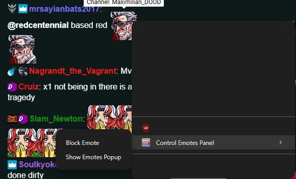 Emote selection menu